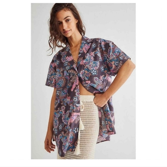 Free People Poolside Boyfriend Shirt - Picture 1 of 2